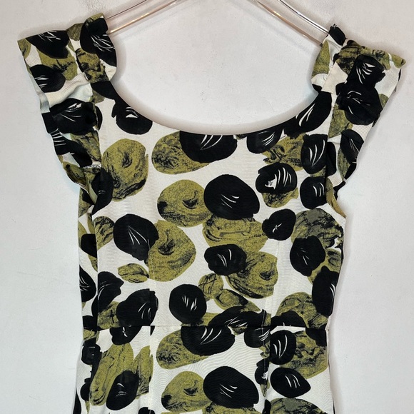 Anthro Leifsdottir Black & Green Leaf Silk Sheath. Size 0 - Picture 3 of 10